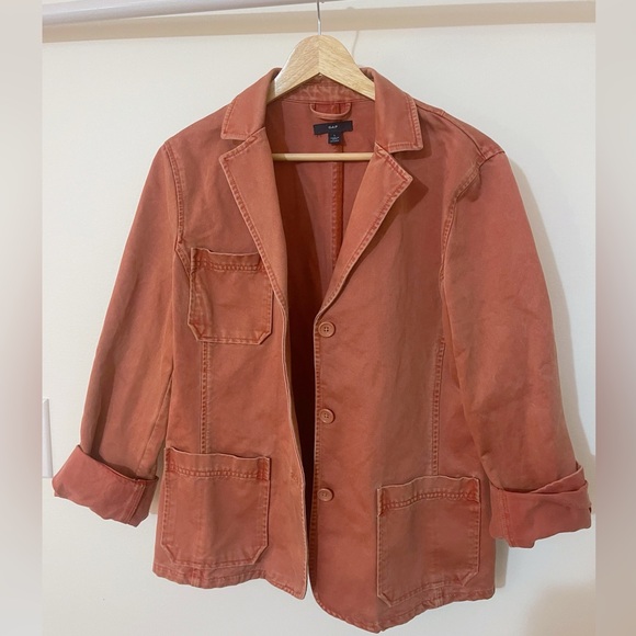 GAP Washed Rust Utility Jacket | Soft Canvas Blazer-Style Coat | Size L - Picture 2 of 6